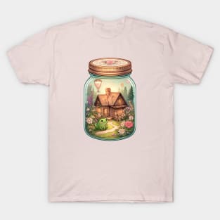 Enchanting Cottagecore Mason Jar with Frog T-Shirt